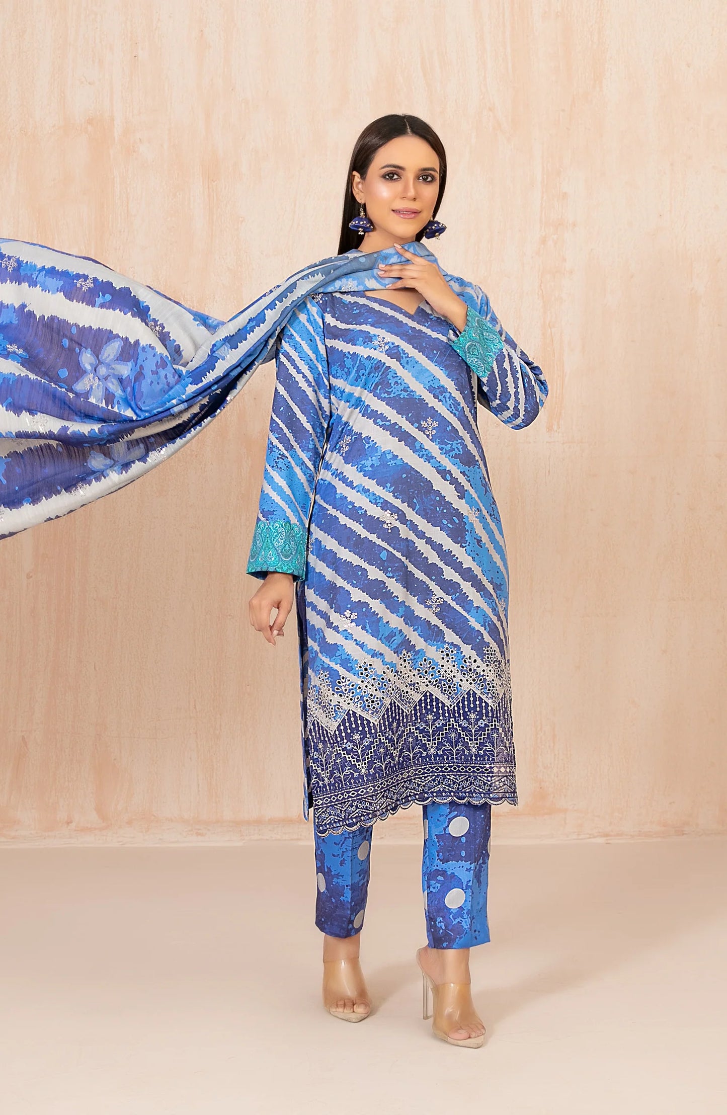 Tawakkal Azeena D-5622 | 3-Piece Unstitched Embroidered Digital Printed Slub Staple Suit