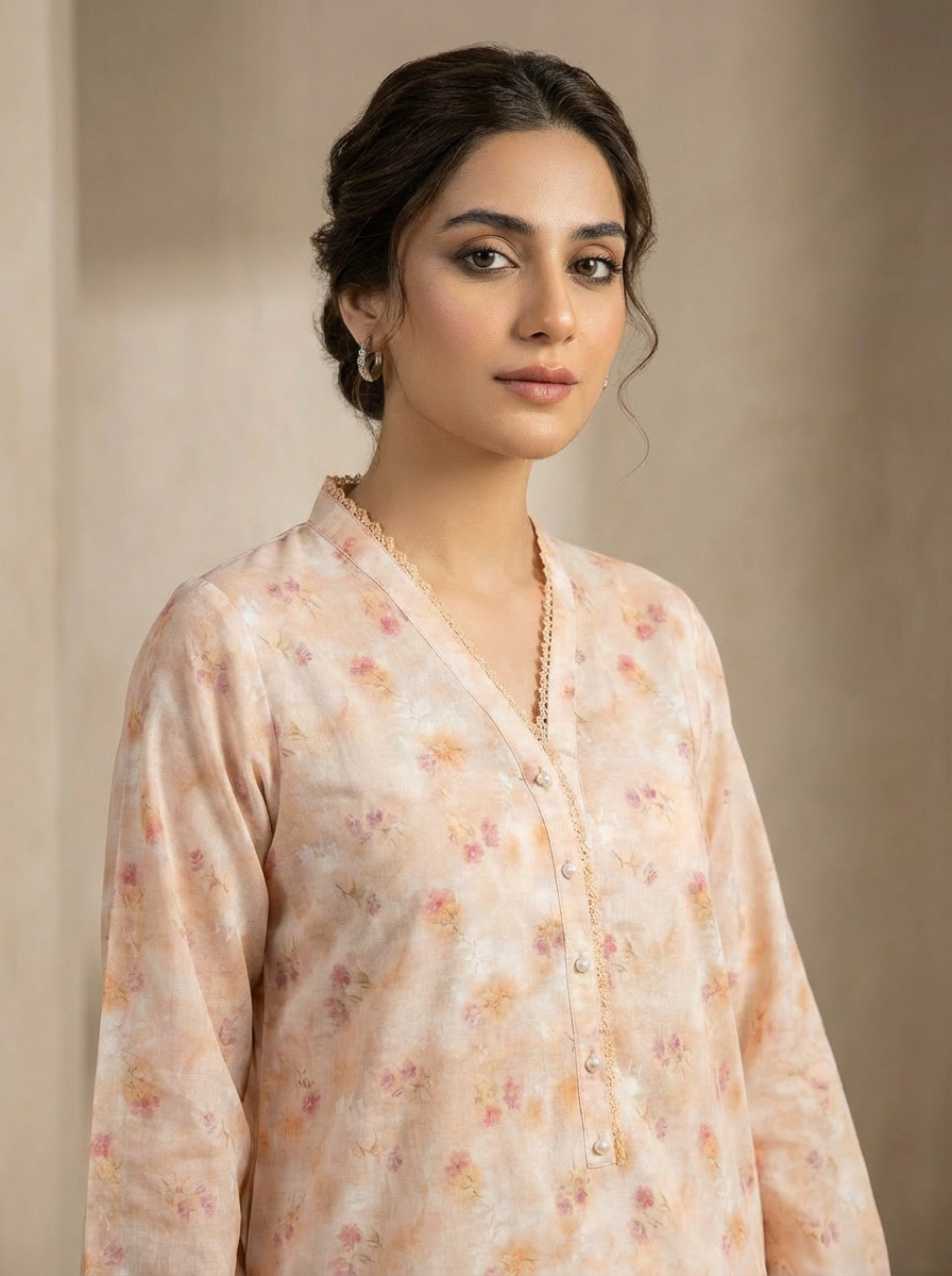 DHAGAKAARI Ayla Blush Embroidered One Piece Kurti RTW – Soft Summer Everyday Wear