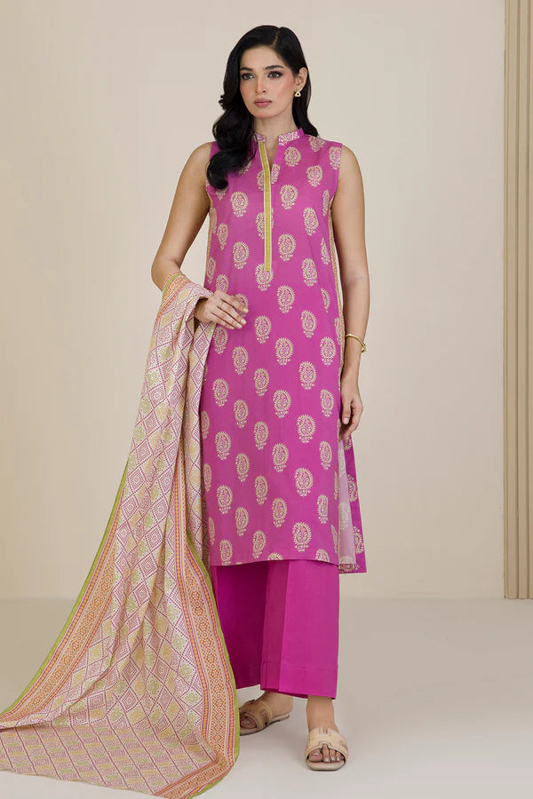 Zellbury Printed Cotton Shirt Shalwar Dupatta – WUC25X30034 | 3-Piece Cotton Suit