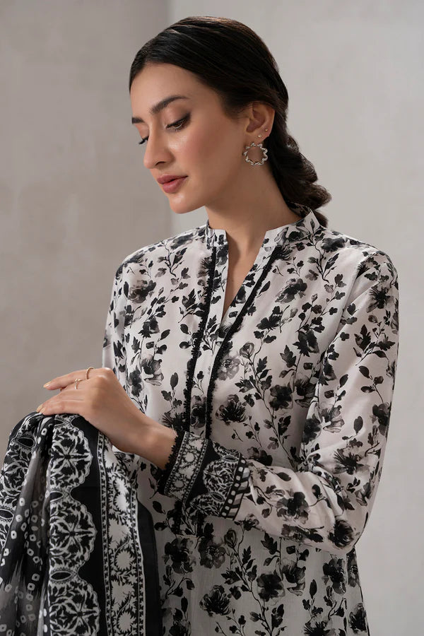 Zellbury Printed Lawn Shirt Dupatta – WUS25X20411 | 2-Piece Unstitched Lawn Suit for Women