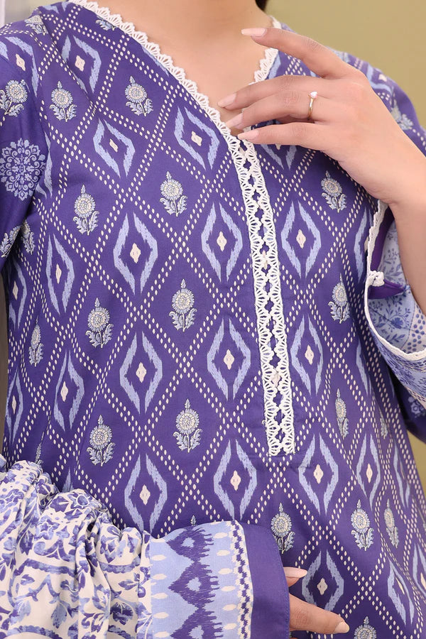 Zellbury Printed Slub Lawn Shirt Shalwar Dupatta – WUS25X30391 | 3-Piece Lawn Suit