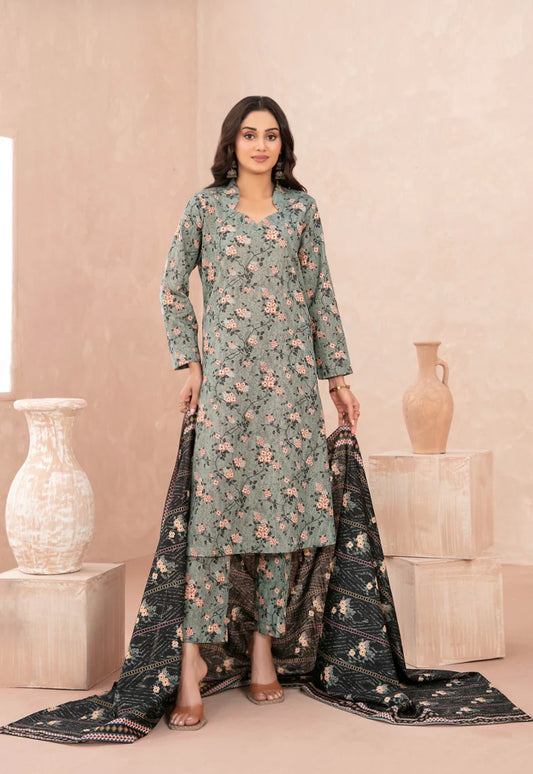Tawakkal Nazli D-5652 | 3-Piece Unstitched Digital Printed Cross Khaddar Suit for Women