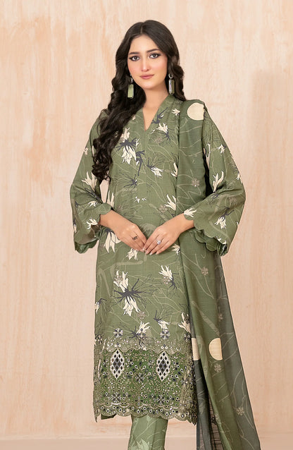 Tawakkal Azeena D-5629 | 3-Piece Unstitched Embroidered Digital Printed Slub Staple Suit