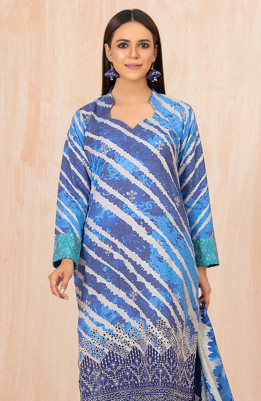 Tawakkal Azeena D-5622 | 3-Piece Unstitched Embroidered Digital Printed Slub Staple Suit