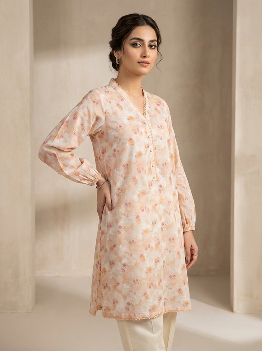 DHAGAKAARI Ayla Blush Embroidered One Piece Kurti RTW – Soft Summer Everyday Wear
