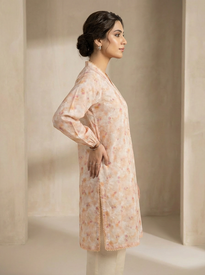 DHAGAKAARI Ayla Blush Embroidered One Piece Kurti RTW – Soft Summer Everyday Wear