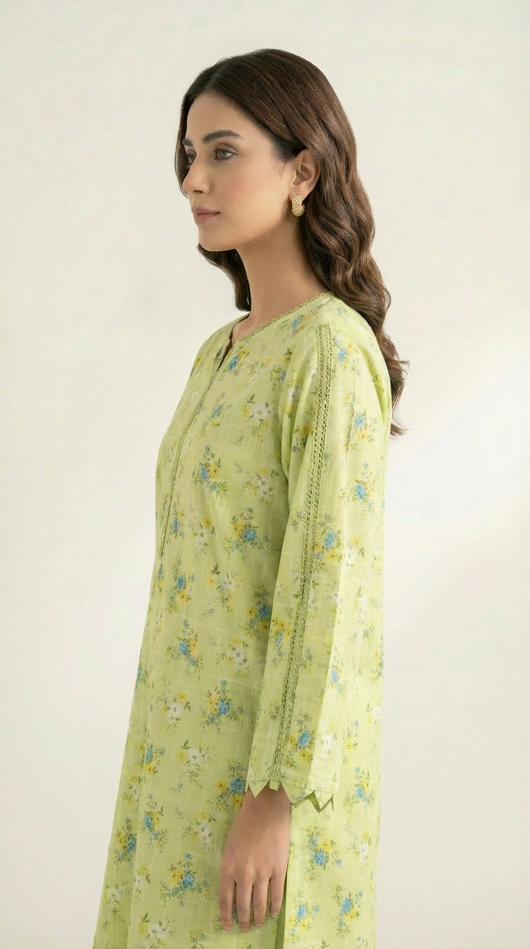 Floral Printed 2-Piece Co-ord Set – Soft Green | Dhagakari Sukoon Collection