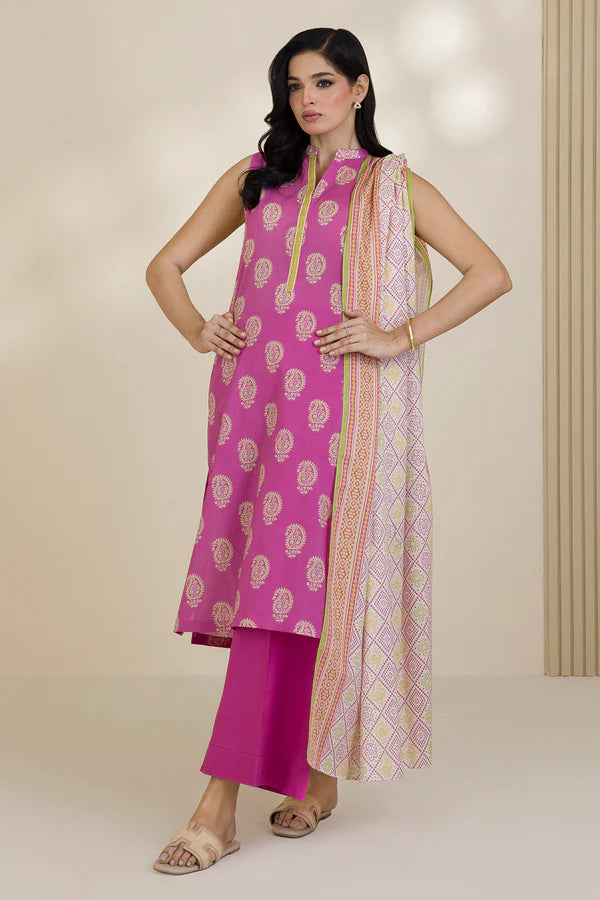 Zellbury Printed Cotton Shirt Shalwar Dupatta – WUC25X30034 | 3-Piece Cotton Suit