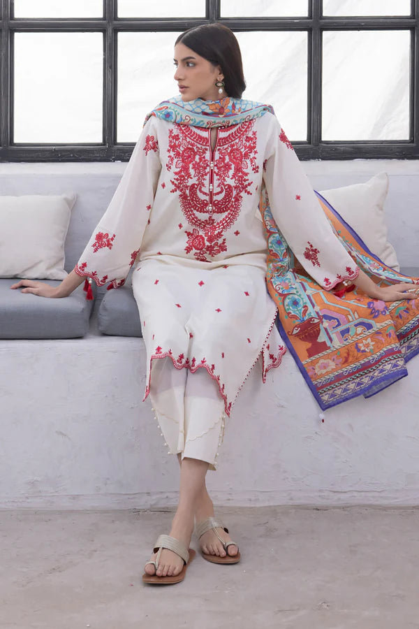 Zellbury Embroidered Shirt Shalwar Dupatta – WUS24E31129 | 3-Piece Cambric Suit