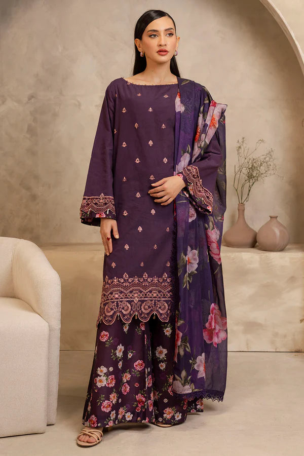 Zellbury Embroidered Shirt Shalwar Dupatta – WUS25E30145 | 3-Piece Cambric Suit