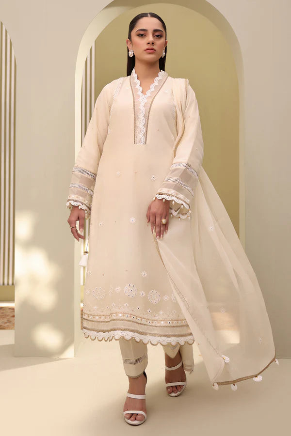 Zellbury Embroidered Chiffon Shirt Shalwar Dupatta – WUS25E30282 | 3-Piece Chiffon Suit