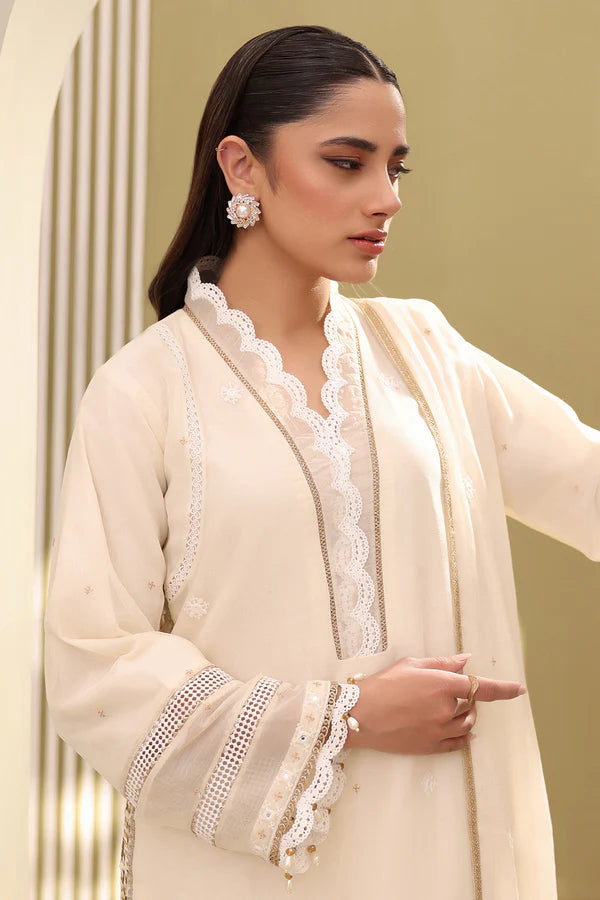 Zellbury Embroidered Chiffon Shirt Shalwar Dupatta – WUS25E30282 | 3-Piece Chiffon Suit