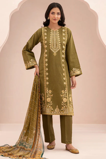Zellbury Embroidered Shirt Shalwar Dupatta – WUS25E30347 | 3-Piece Zari Lawn Suit