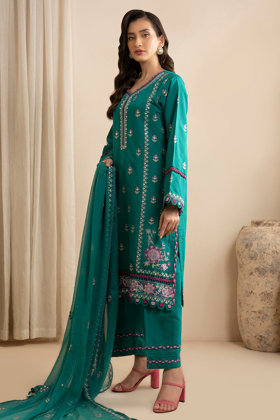 Zellbury Embroidered Shirt Shalwar Dupatta - 0363