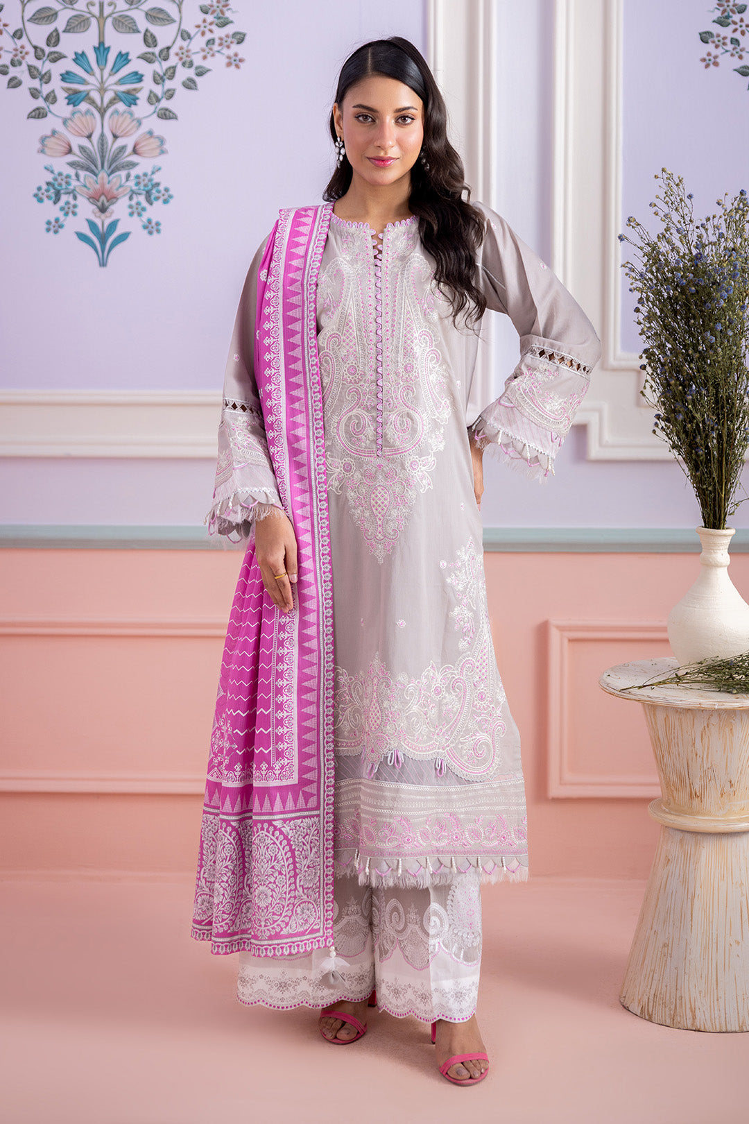 Zellbury Embroidered Shirt Shalwar Dupatta - 0608