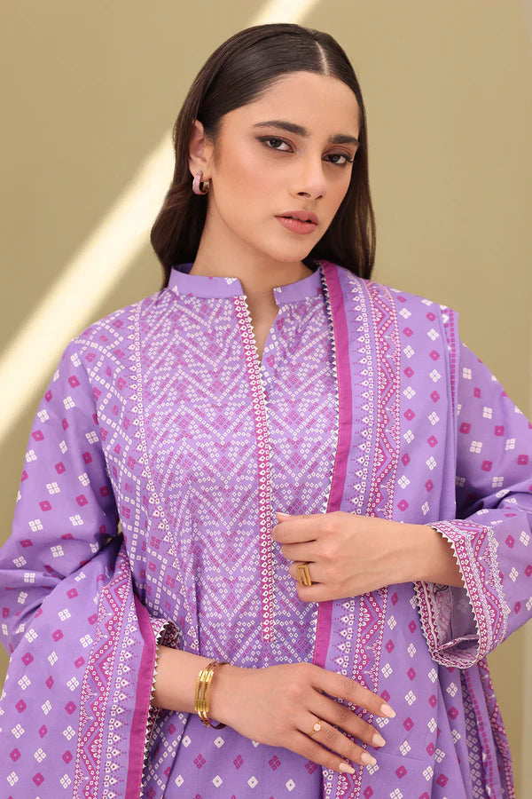 Zellbury Printed Slub Lawn Shirt Shalwar Dupatta – WUS25X30384 | 3-Piece Lawn Suit