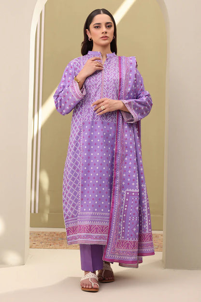 Zellbury Printed Slub Lawn Shirt Shalwar Dupatta – WUS25X30384 | 3-Piece Lawn Suit