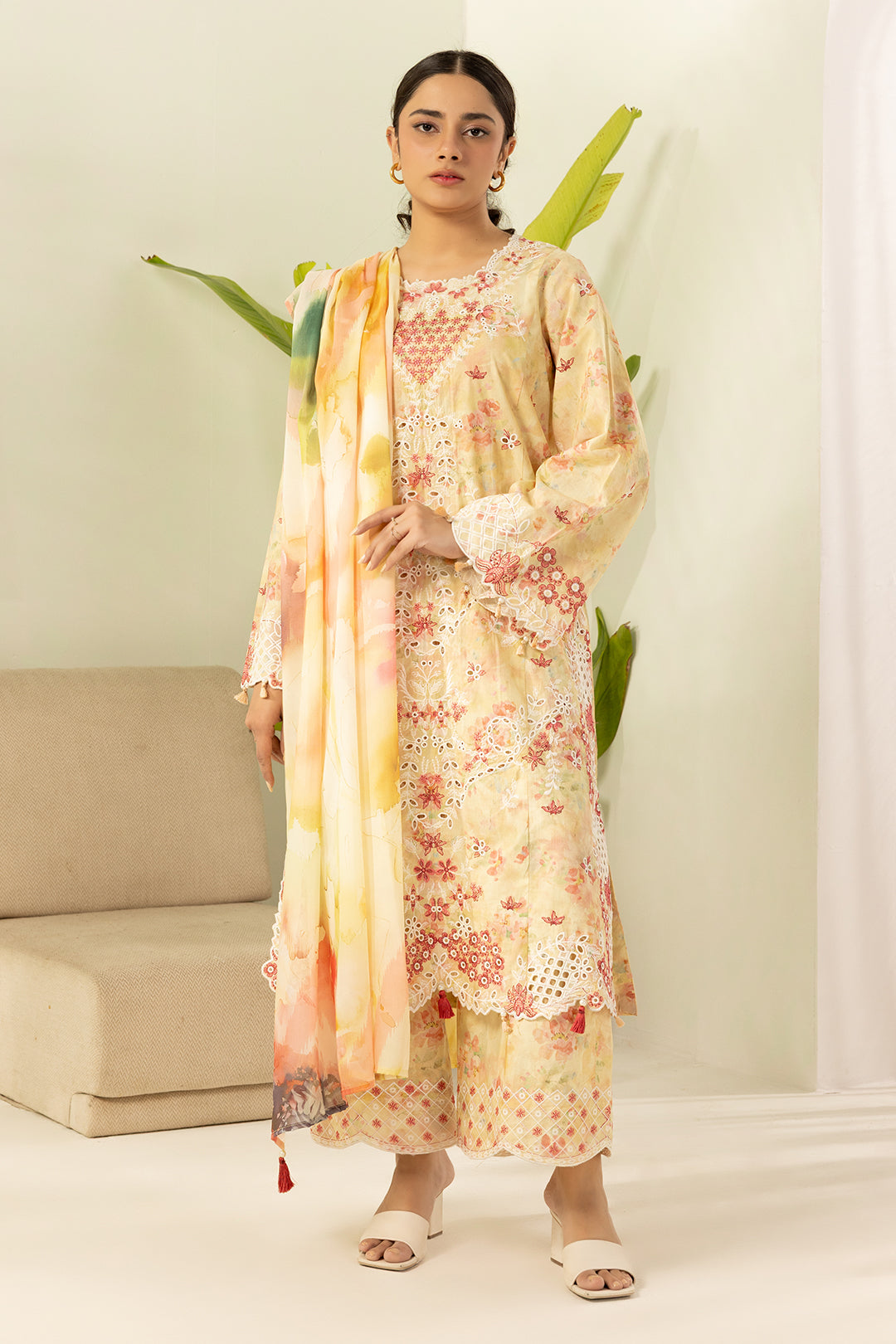 Zellbury Embroidered Shirt Shalwar Dupatta - 0452