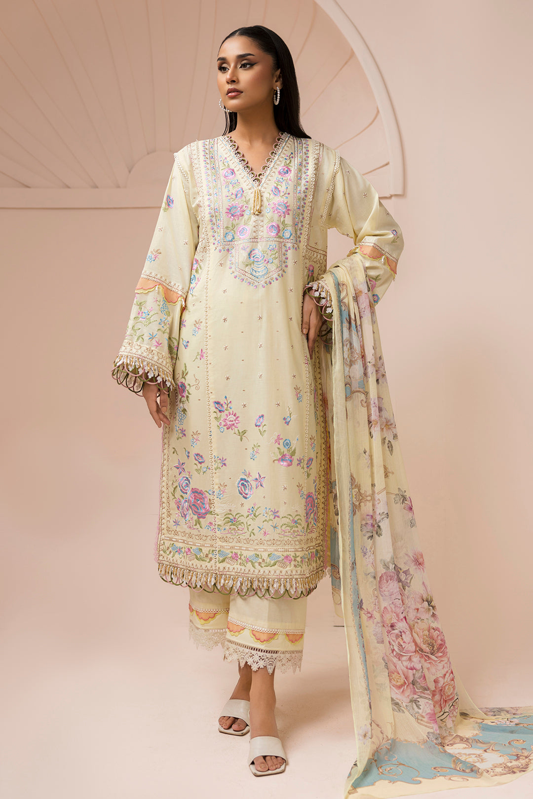 Zellbury Embroidered Shirt Shalwar Dupatta - 0457