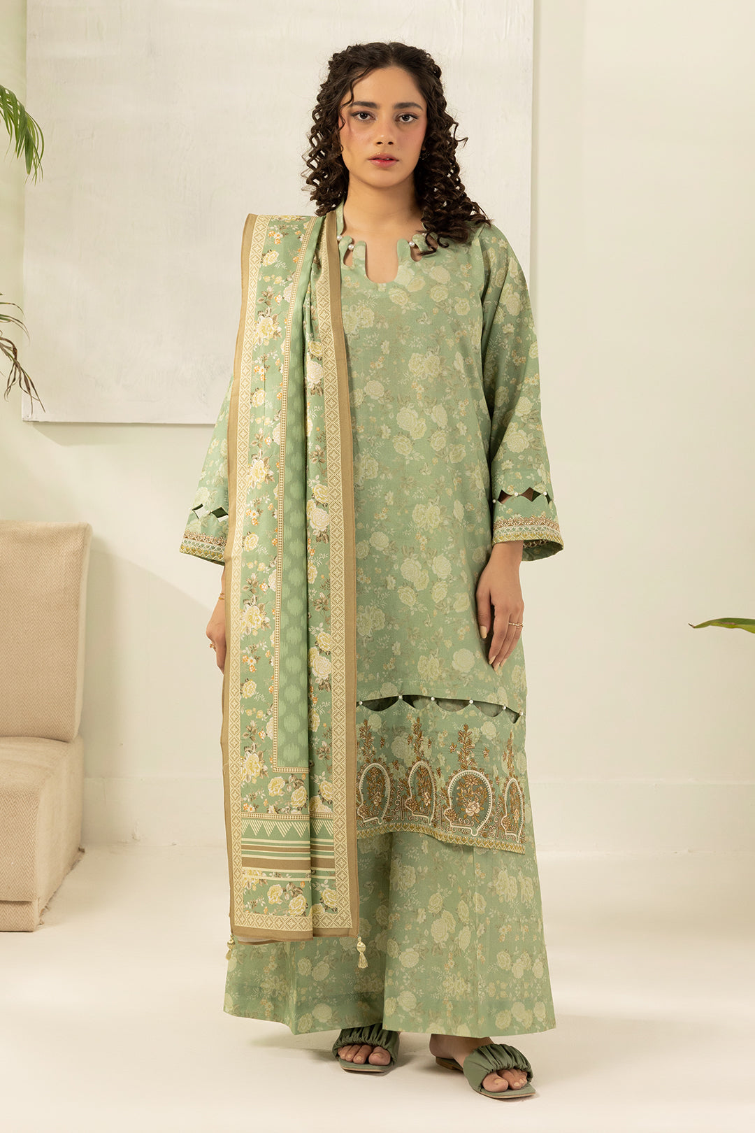 Zellbury Embroidered Shirt Shalwar Dupatta - 0638