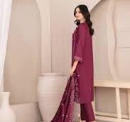 Tawakkal Firasha D-5359 | 3-Piece Unstitched Embroidered Slub Viscose Suit for Women