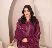 Tawakkal Firasha D-5359 | 3-Piece Unstitched Embroidered Slub Viscose Suit for Women