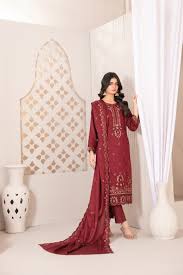 Tawakkal Firasha D-5354 | 3-Piece Unstitched Embroidered Slub Viscose Suit for Women