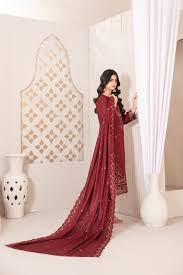 Tawakkal Firasha D-5354 | 3-Piece Unstitched Embroidered Slub Viscose Suit for Women